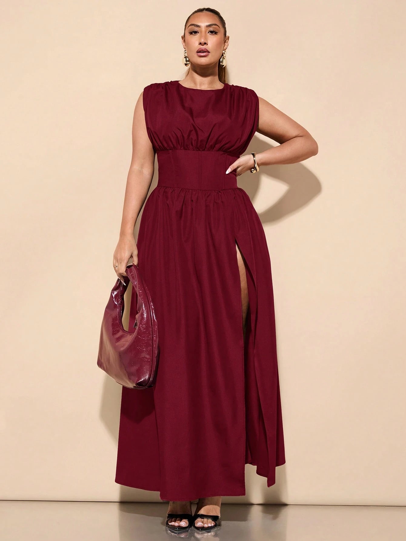 High Waist Empire Slit Dress