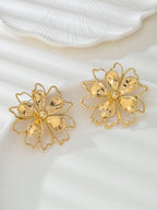 Hollow Out Double Layer Flower Earrings