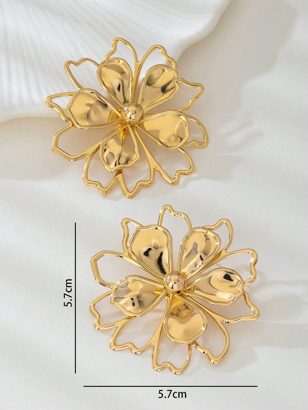 Hollow Out Double Layer Flower Earrings
