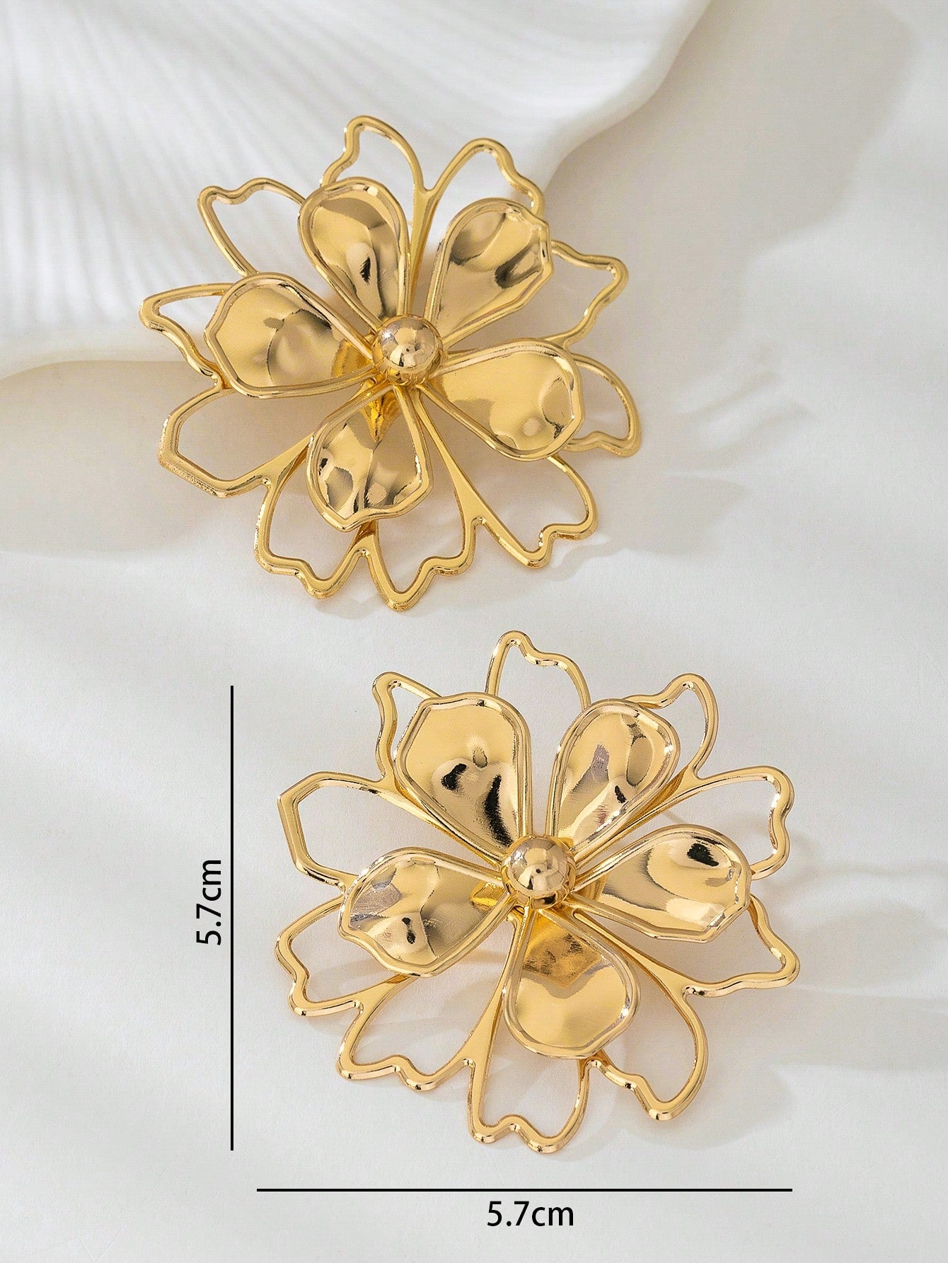 Hollow Out Double Layer Flower Earrings