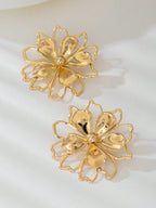 Hollow Out Double Layer Flower Earrings