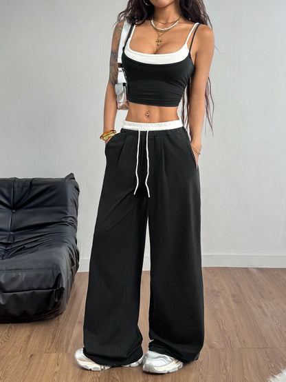 Casual Knit Tank Tops & Sweatpants Sets