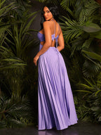 Elegant Ruched Halter Backless Dress