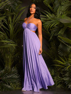 Elegant Ruched Halter Backless Dress