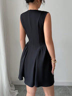 Contrast Floral V-Neck Sleeveless Dress
