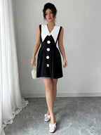 Contrast Floral V-Neck Sleeveless Dress