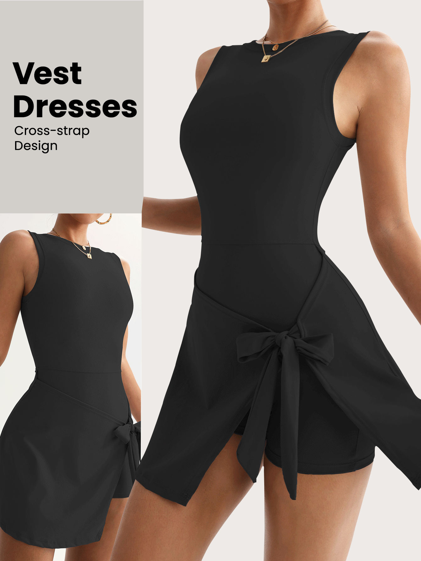 College Backless Tie-Waist Yoga Dress