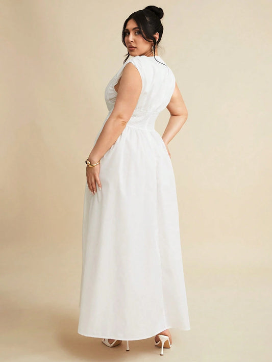 High Waist Empire Slit Dress