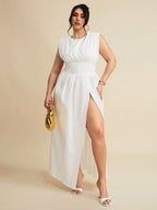 High Waist Empire Slit Dress