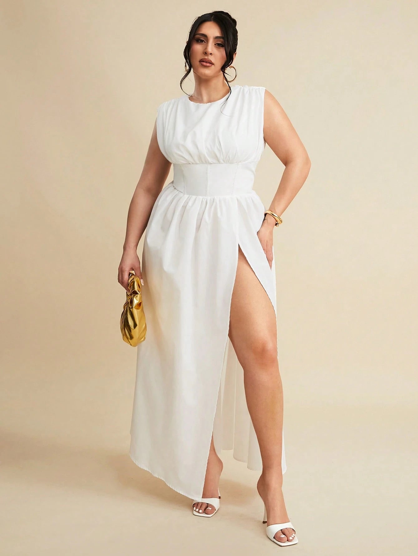 High Waist Empire Slit Dress