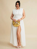 High Waist Empire Slit Dress