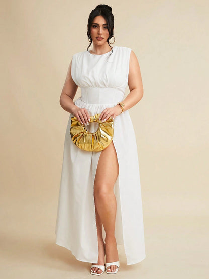 High Waist Empire Slit Dress