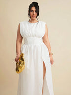 High Waist Empire Slit Dress