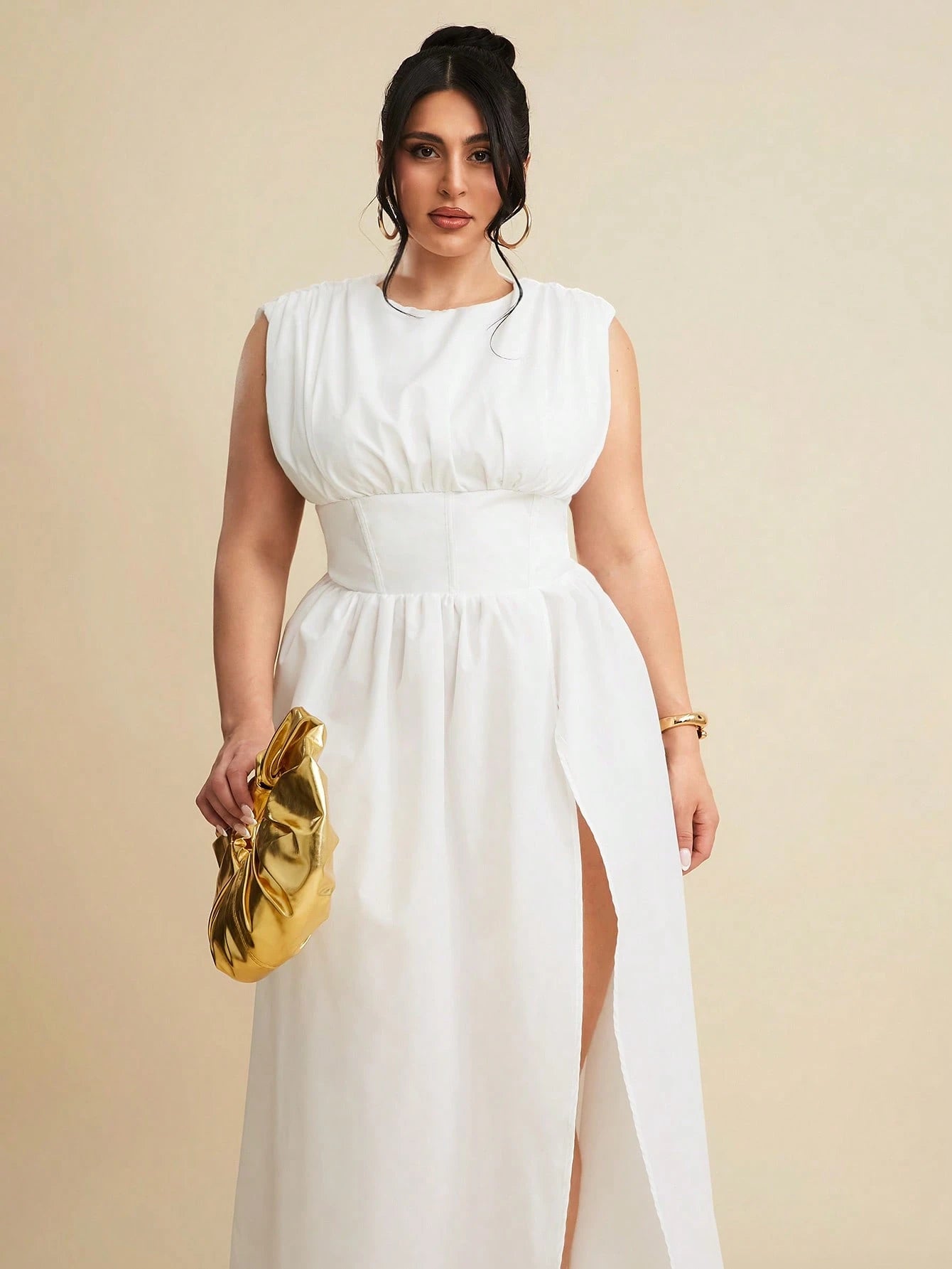 High Waist Empire Slit Dress
