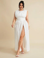 High Waist Empire Slit Dress