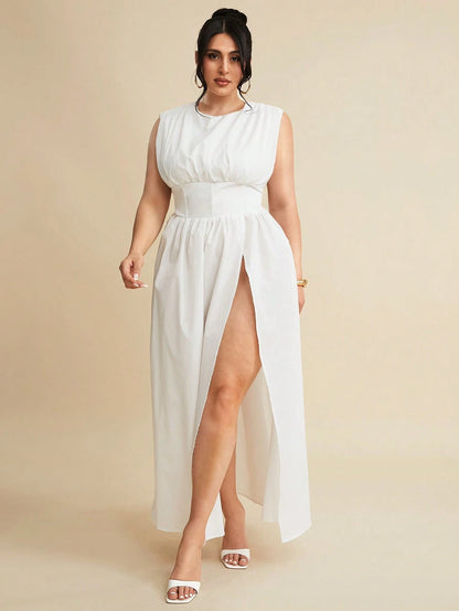 High Waist Empire Slit Dress