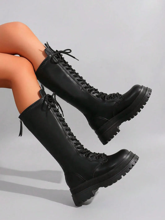 Lace-Up Thick-Soled Chunky Boots