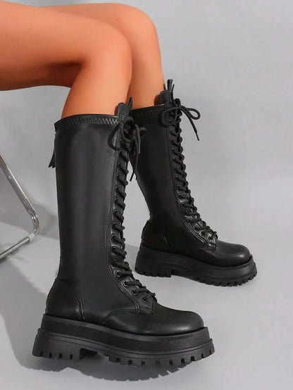 Lace-Up Thick-Soled Chunky Boots