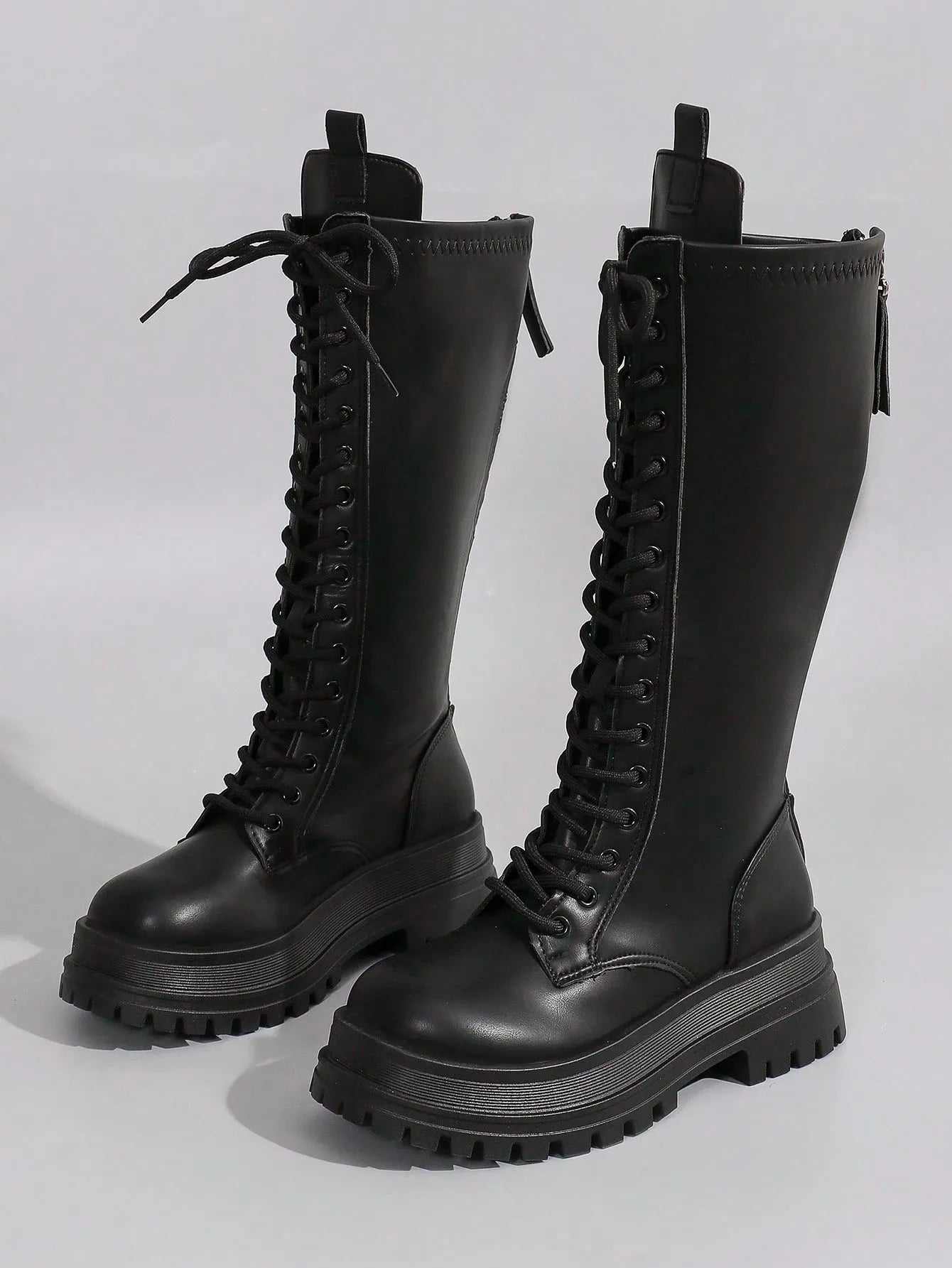 Lace-Up Thick-Soled Chunky Boots