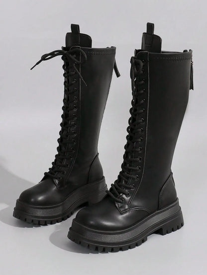 Lace-Up Thick-Soled Chunky Boots