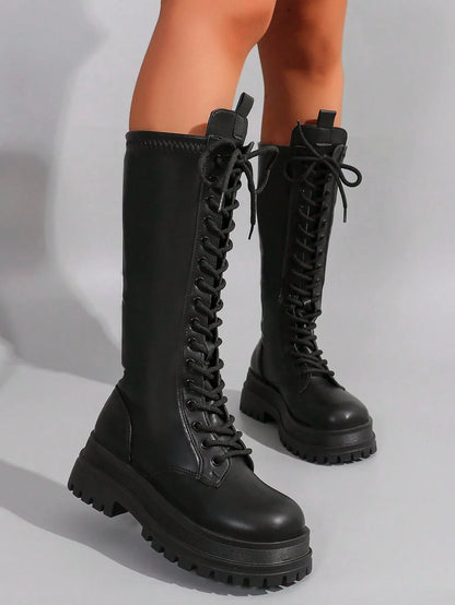 Lace-Up Thick-Soled Chunky Boots