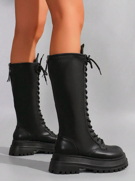 Lace-Up Thick-Soled Chunky Boots
