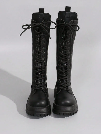 Lace-Up Thick-Soled Chunky Boots