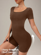 Solid Backless Short Sleeve Romper Jumpsuit