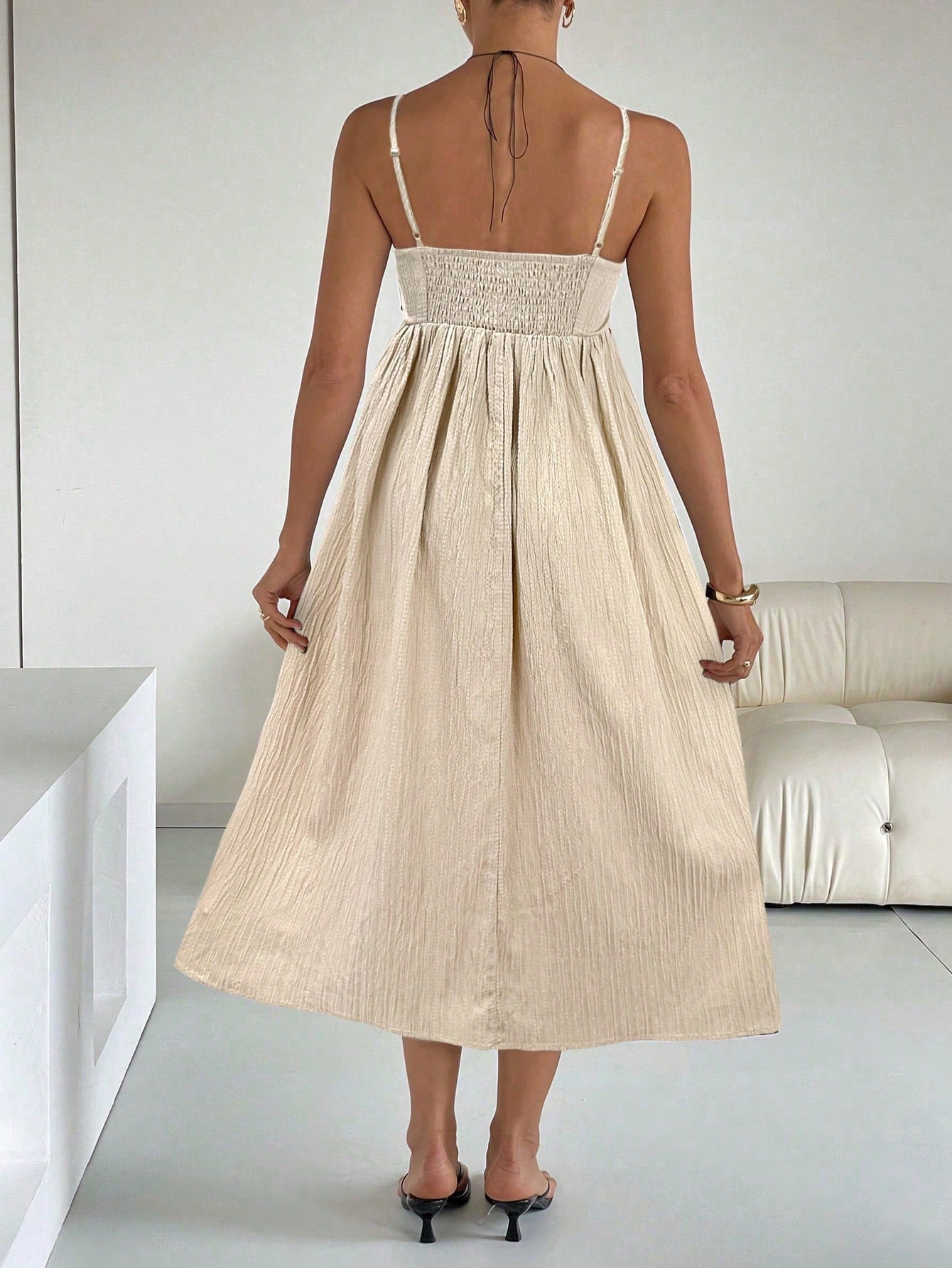 Embroidered Casual Long Slip Dress
