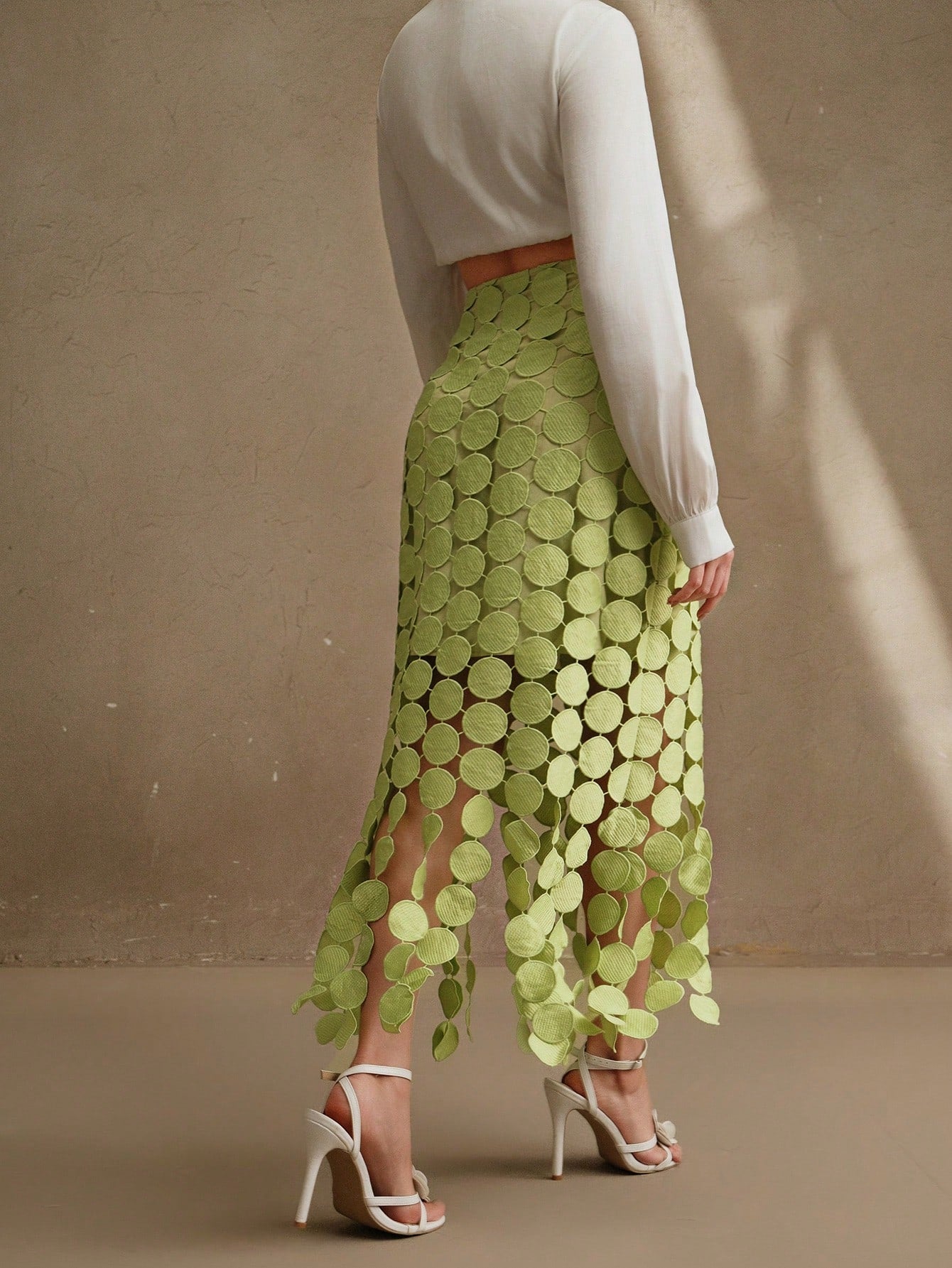 Laser Cut Multi Circle Double Layered Maxi Skirt