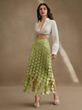 Laser Cut Multi Circle Double Layered Maxi Skirt