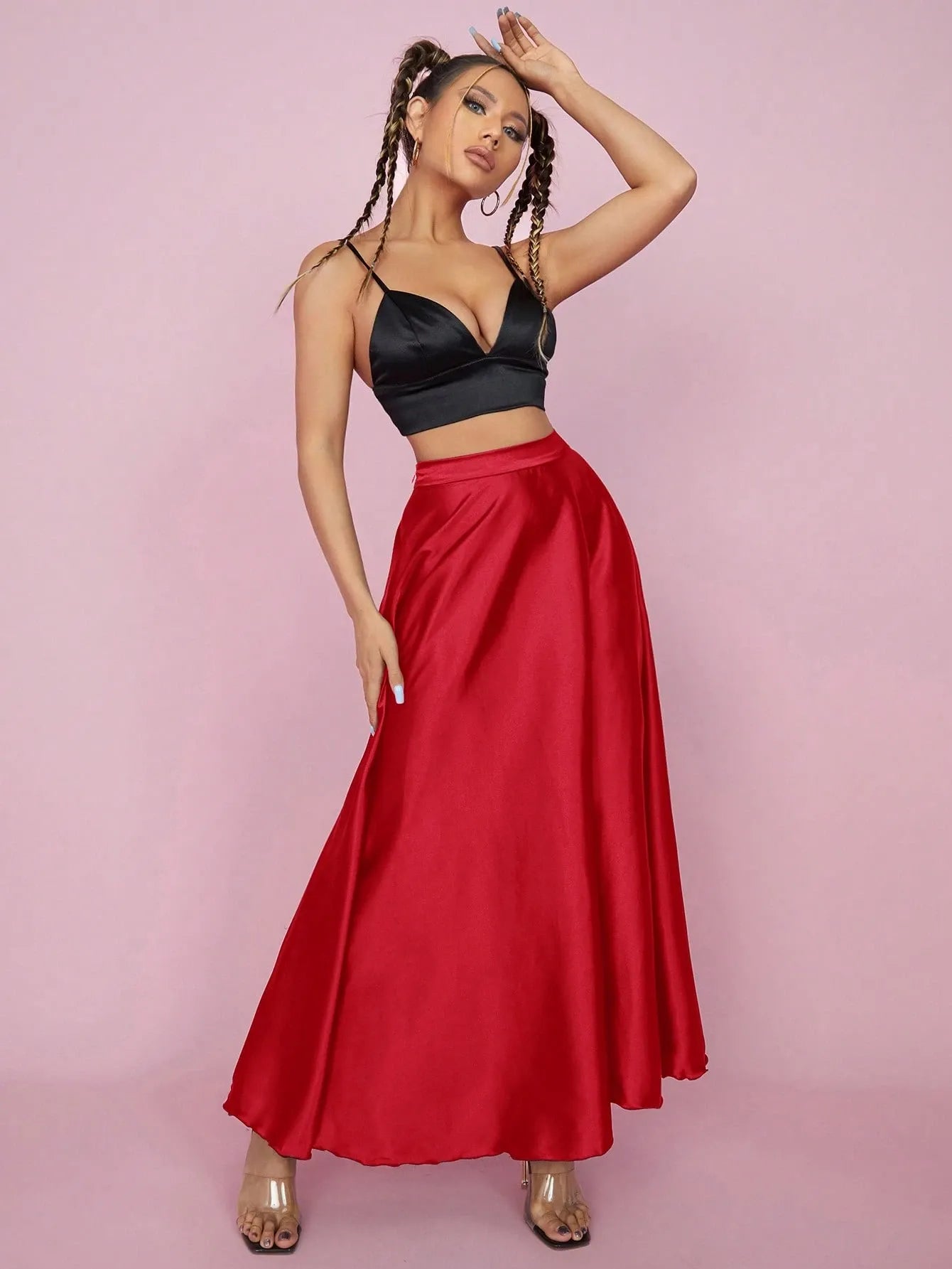 PETITE High Waist Flared  Skirt
