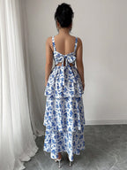 Elegant Sleeveless Strap Floral Maxi Dress