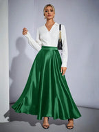 Petite High Waist Flared  Skirt