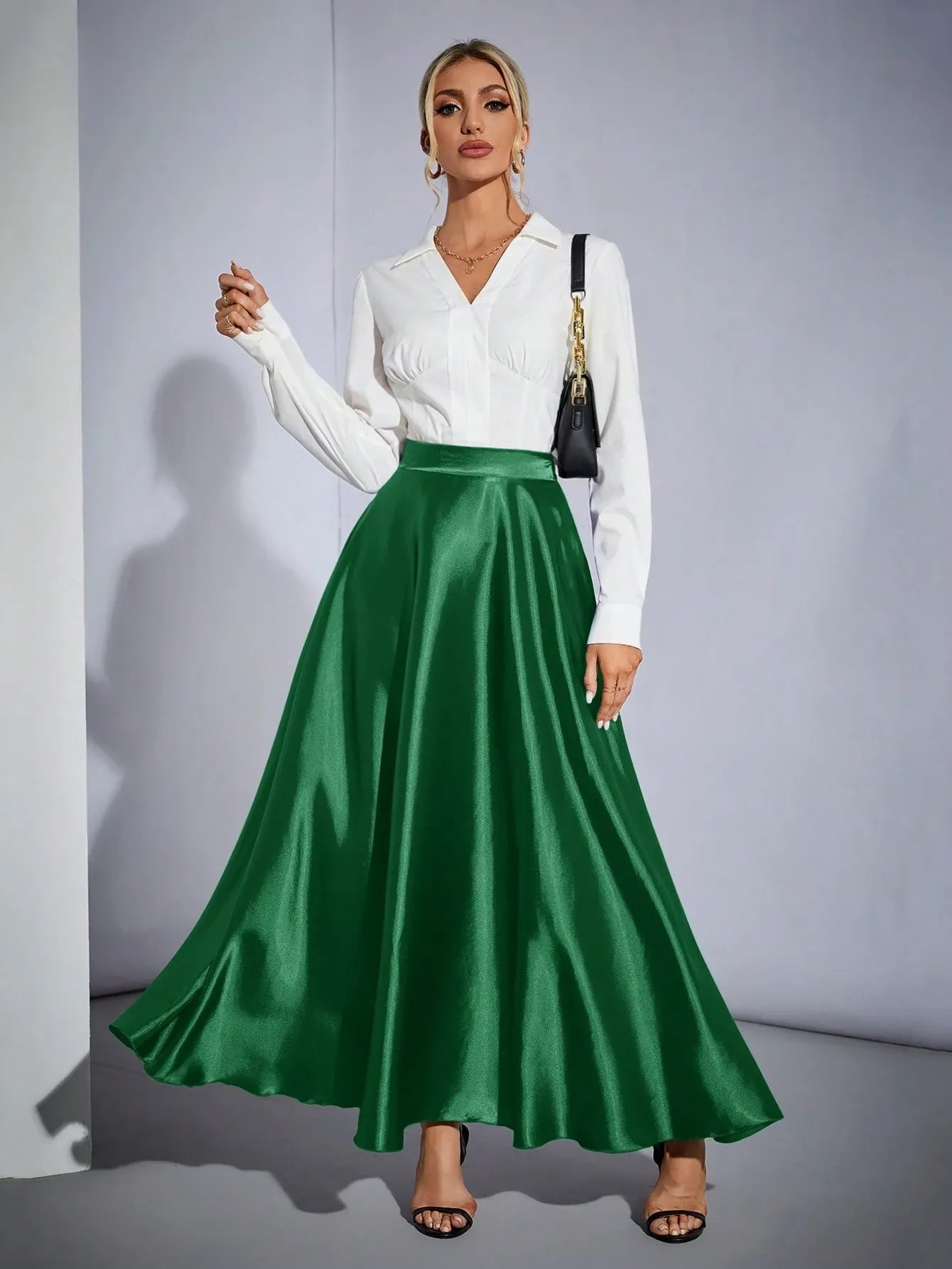 Petite High Waist Flared  Skirt