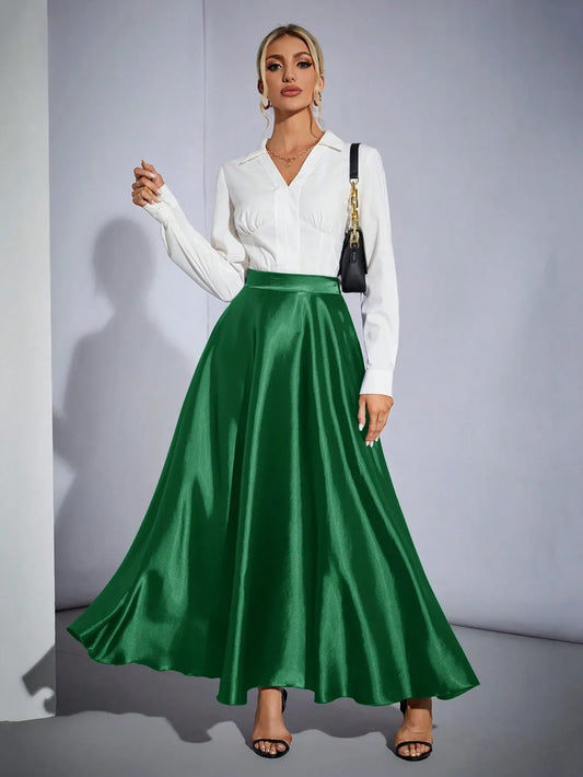 Petite High Waist Flared  Skirt
