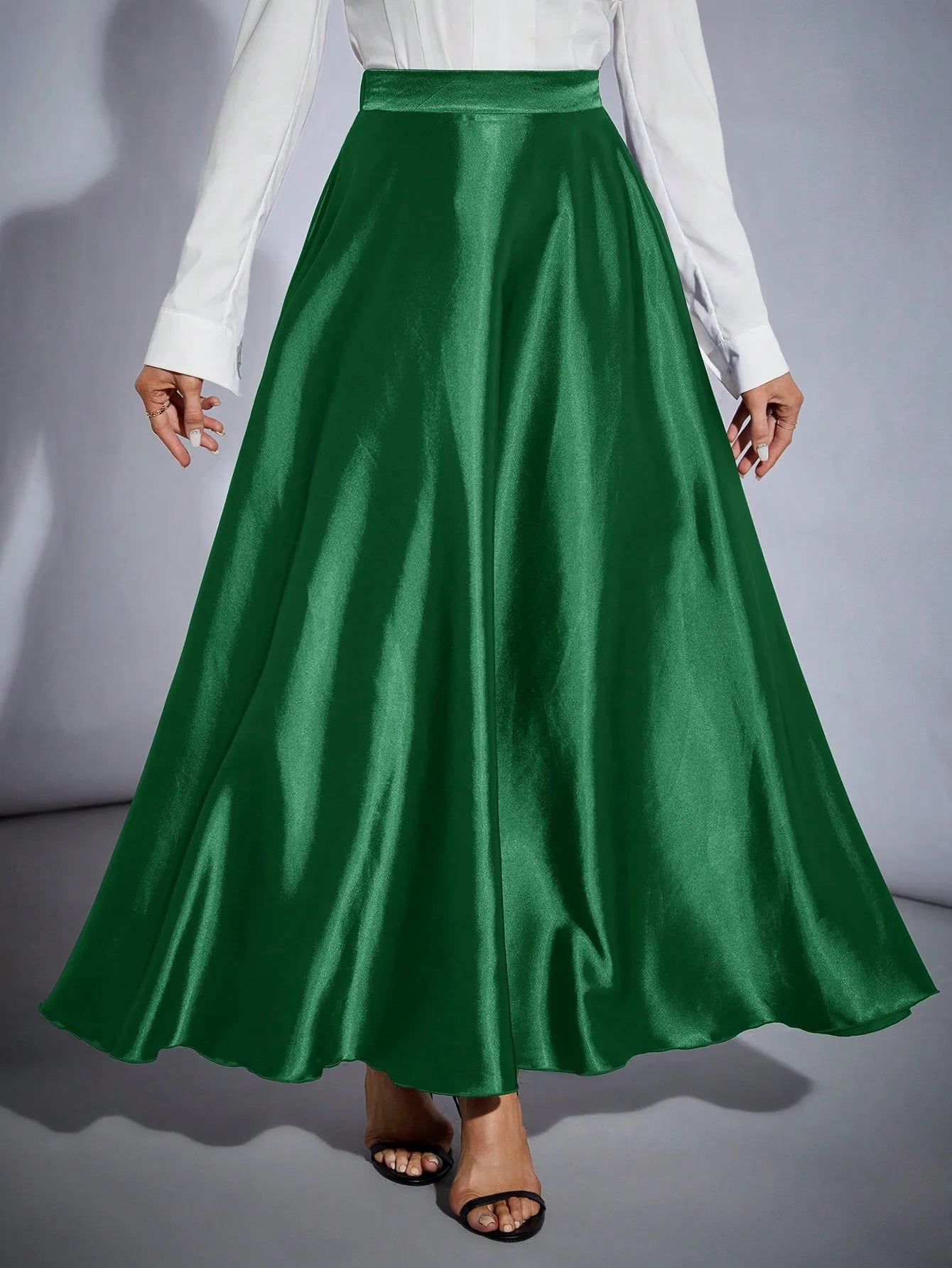 Petite High Waist Flared  Skirt