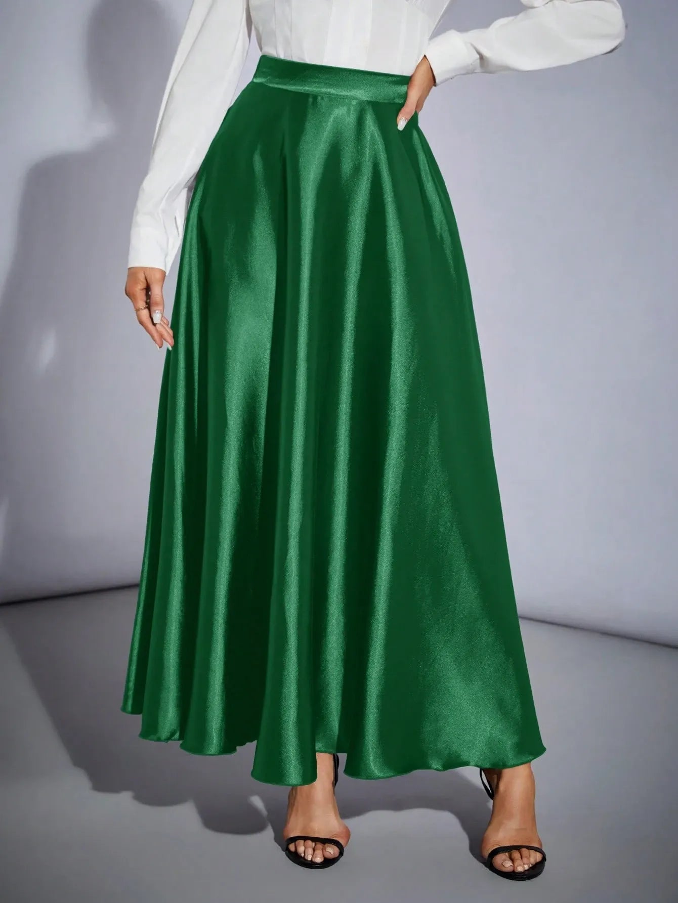 Petite High Waist Flared  Skirt