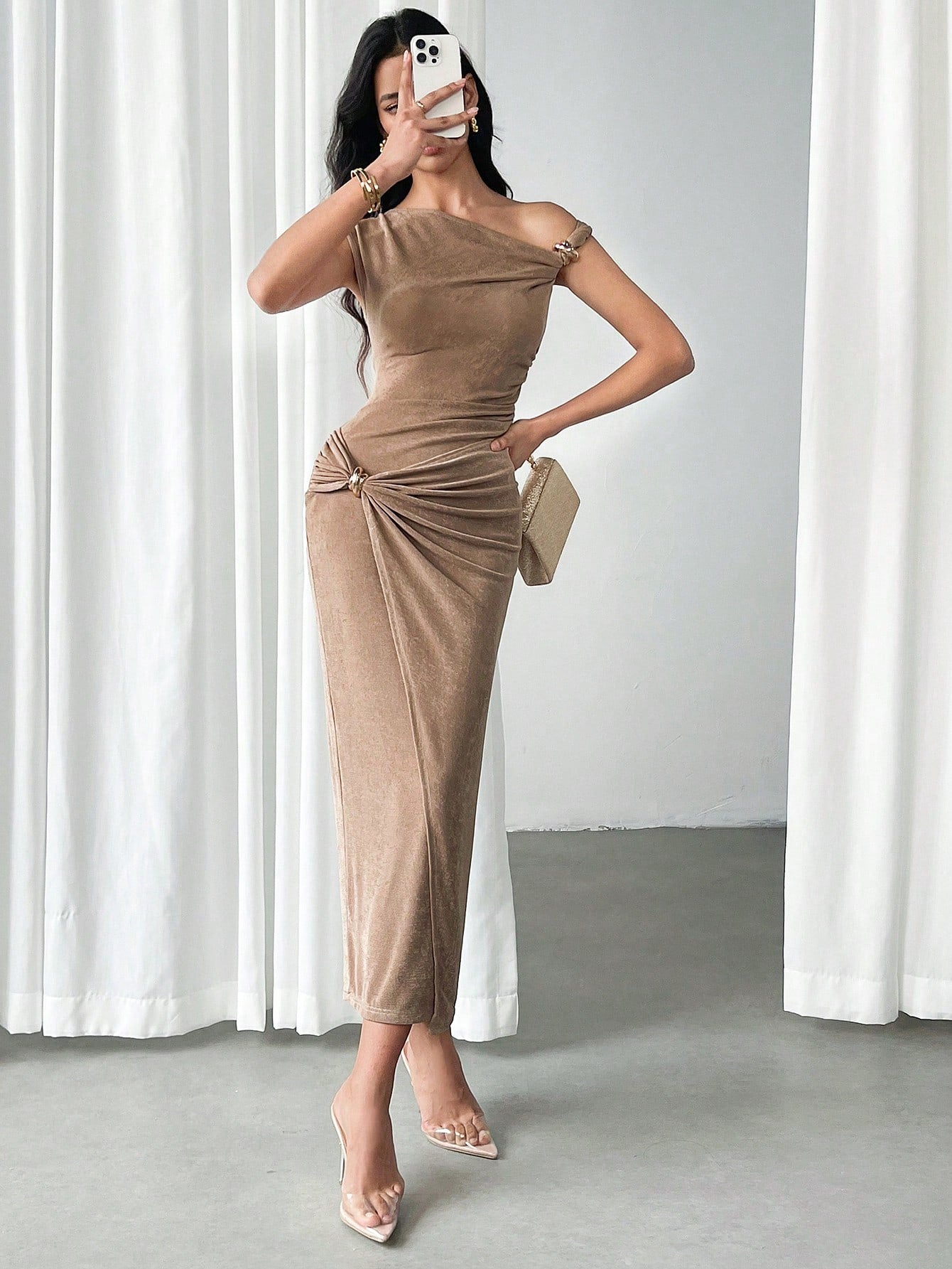 Slim Fit and Metal Buckle Decor Dress