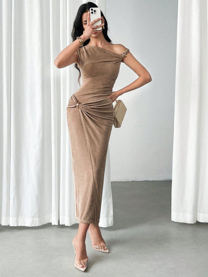 Slim Fit and Metal Buckle Decor Dress