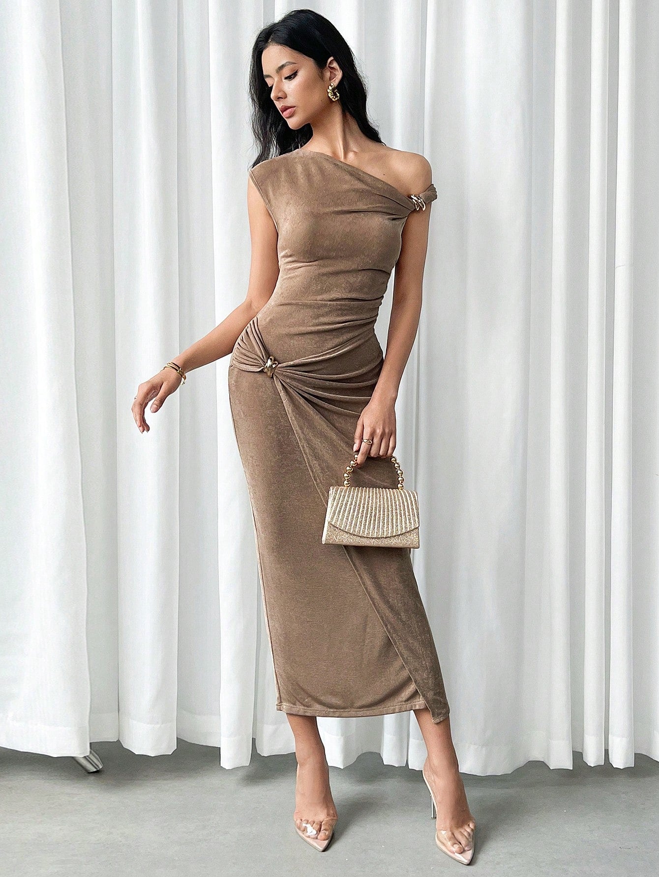 Slim Fit and Metal Buckle Decor Dress