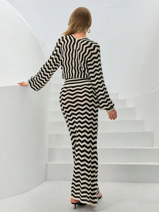 V-Neck Long Crochet Dress