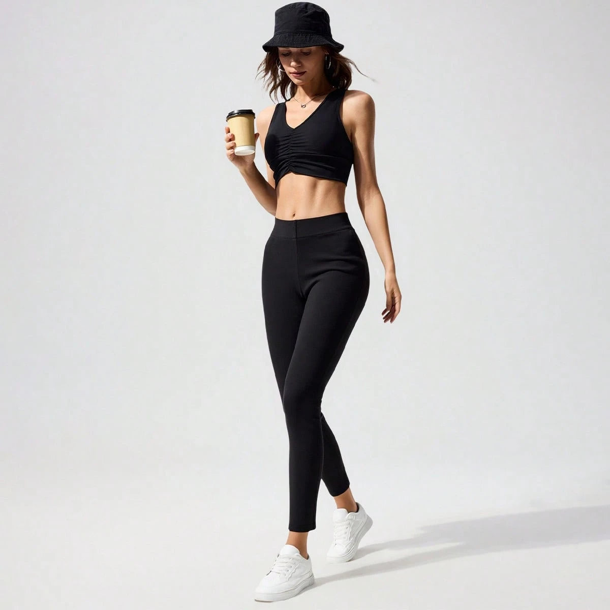 Black Heather Cropped Leggings
