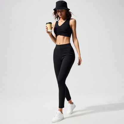 Black Heather Cropped Leggings