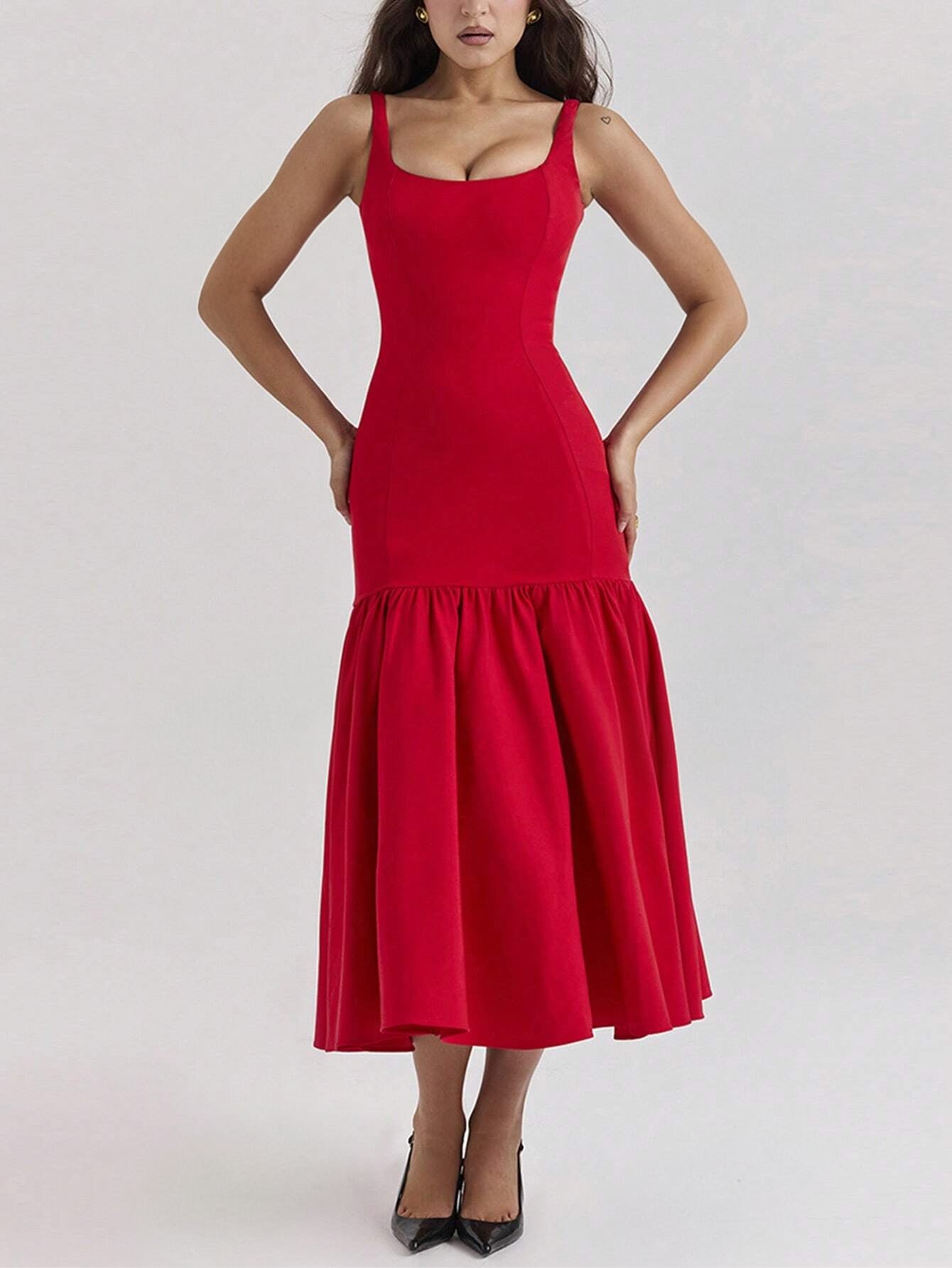 Elegant Spaghetti Strap Backless Dress