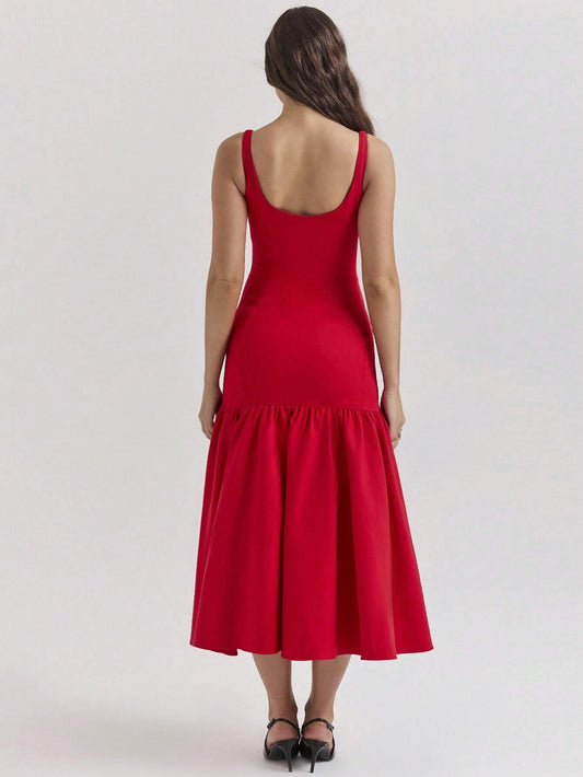 Elegant Spaghetti Strap Backless Dress