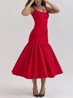 Elegant Spaghetti Strap Backless Dress