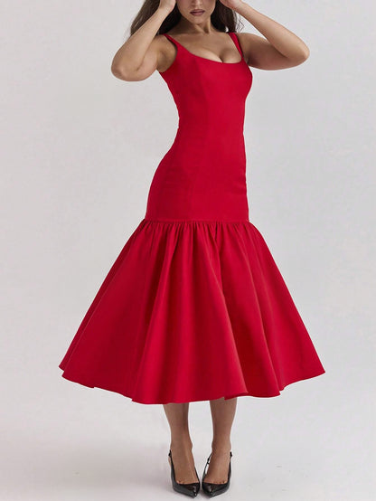 Elegant Spaghetti Strap Backless Dress