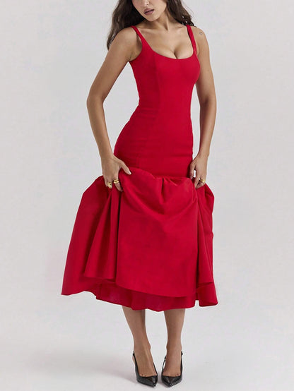 Elegant Spaghetti Strap Backless Dress