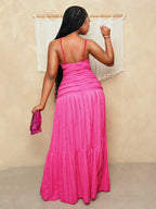 Elegant Textured Maxi Slip Dress